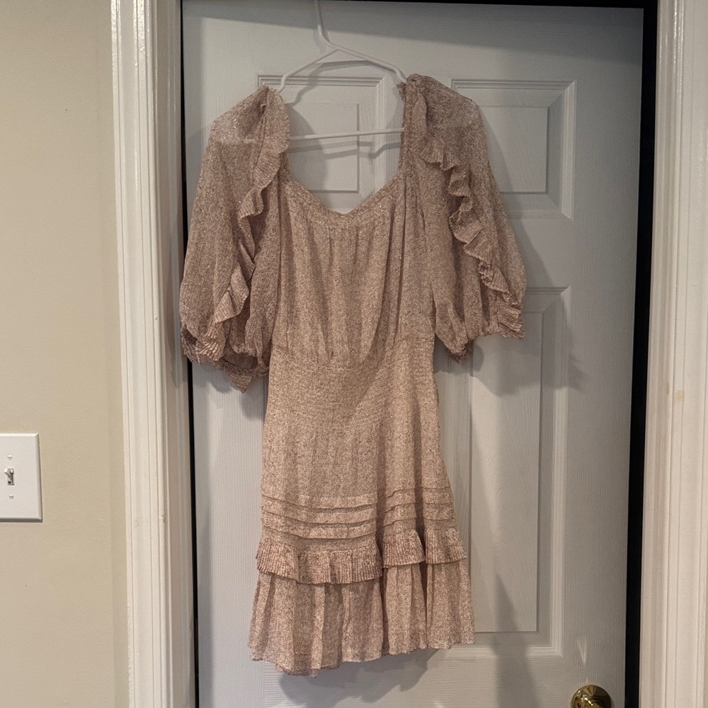 Rebecca Taylor Textured Dress in Cream and Brown